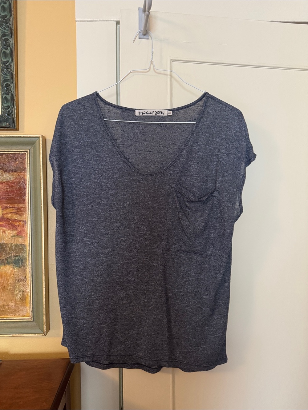 Michael Stars Women's Navy Pocket Tee